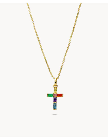Colgante  cruz de colores...