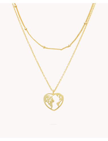 Collar  mundo corazón en...