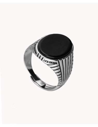 Anillo  sello onix lineas...