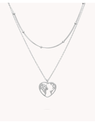 Collar  mundo corazón en...
