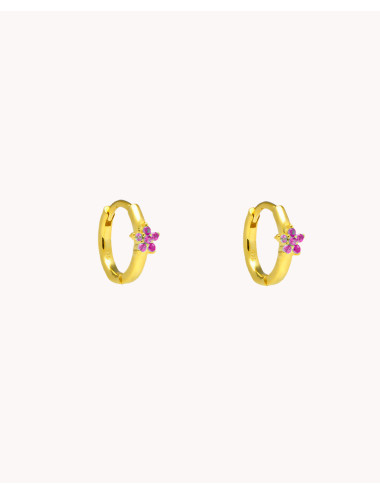 Pendientes de aro  flor...