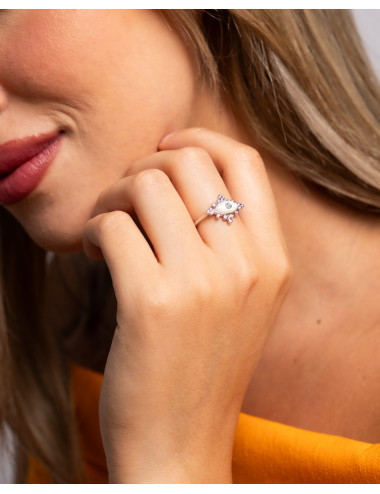 Anillo  ojo turco ópalo de...