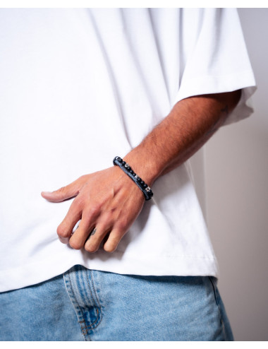 Pulsera   piedras negras en...