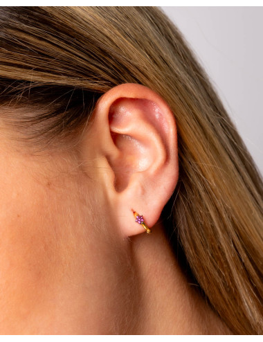 Pendientes de aro  flor...