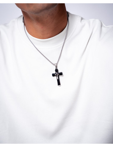 Colgante   cruz negra sobre...
