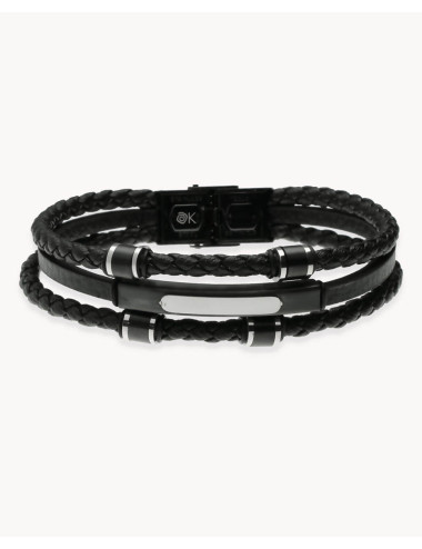 Pulsera   triple negro de...