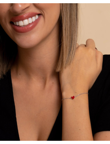 Pulsera  corazón rojo de...