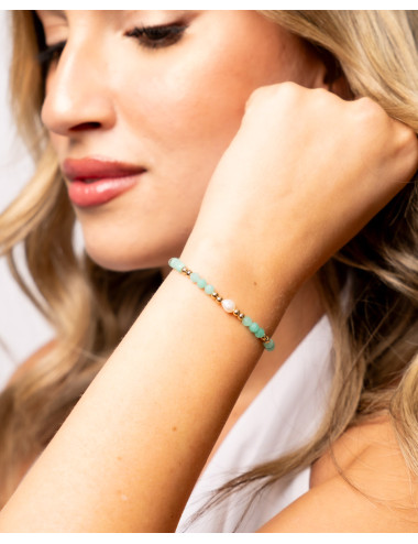 Pulsera  perlada turquesas...