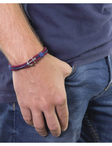 Pulsera   ancla azul y rojo...