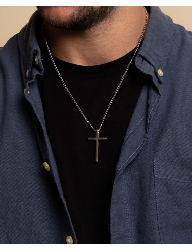 Colgante   cruz lisa fina...