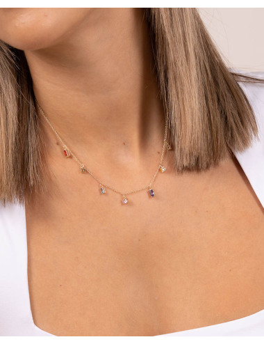 Collar  colorido de plata...