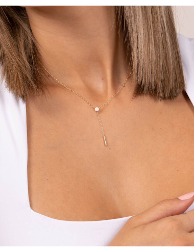 Collar  corbata ópalo de...