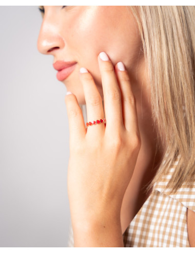 Anillo  corazones rojos de...