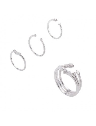 Set de anillos  alis de plata de ley 925 bañada en rodio y circonitas blancas