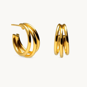 Pendientes para madrina de triple aro dorado