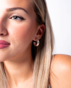 Pendientes para madrina de aro grueso plateado