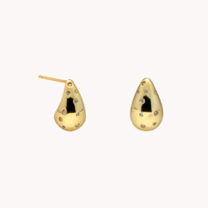 Pendientes para madrina en forma de gota dorada con brillantes